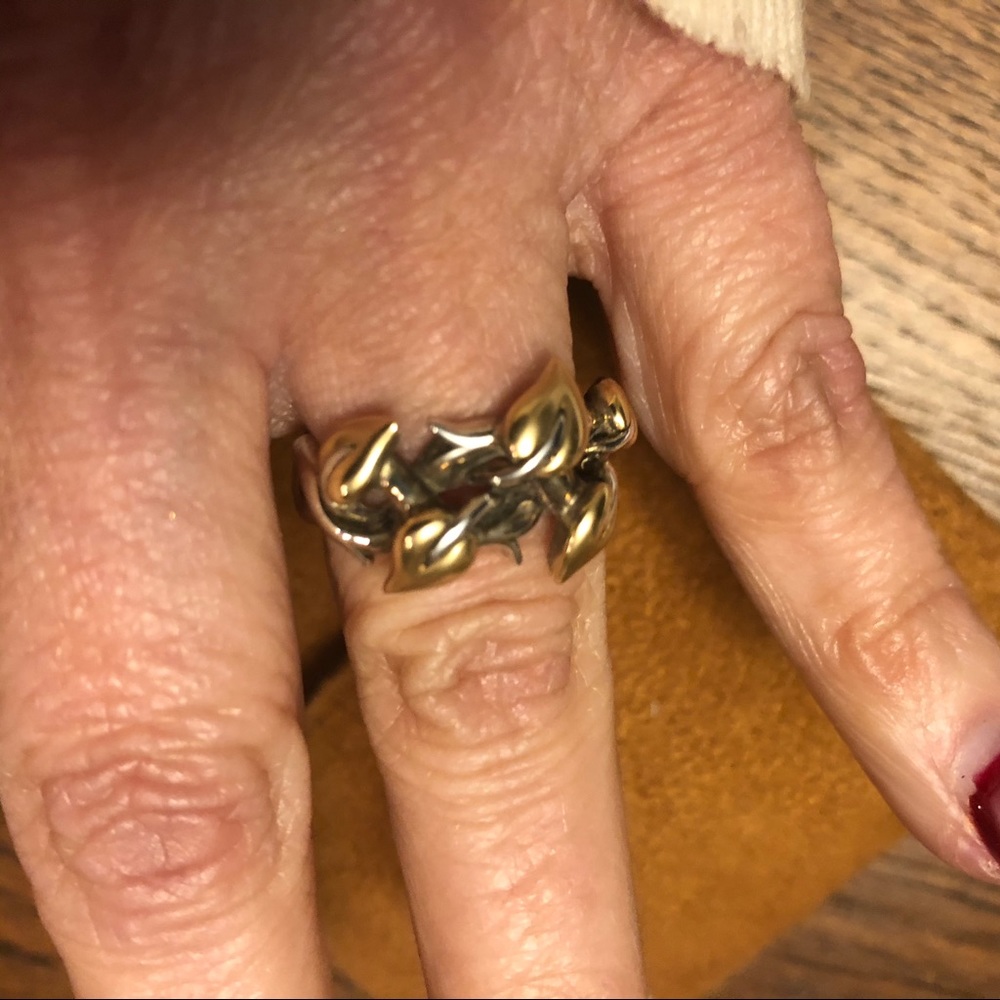 18kt gold & SS RING- size 6-61//2....